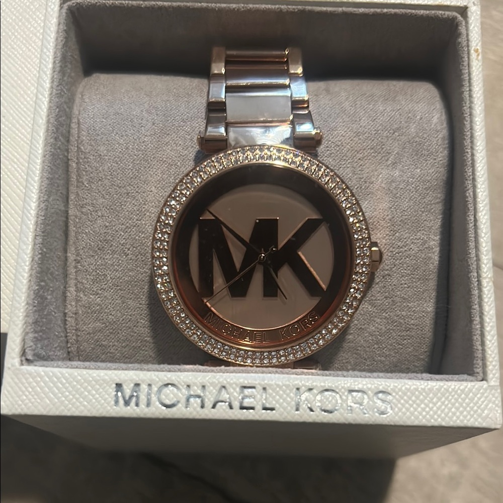 Michael Kors Rose Gold Watch with Crystal Bezel